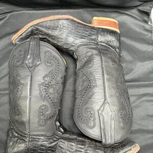 Vintage Men's Potrero Black Caiman Skin Western Cowboy Boots size 9.5